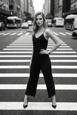 Anna 2 Flowy - B&W Crosswalk Stripes [VAR:3] [Rotated 45° Left]